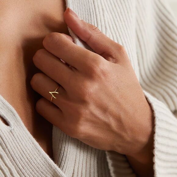 Jennifer Meyer 18K Yellow Gold Mini Wishbone Ring Size 6 Handmade - Picture 4 of 10